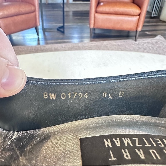 Stuart Weitzman 90s Square Pointed Toe Chunky Heel Black Pumps High‎ Heels - Picture 8 of 10